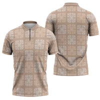 Beige Palaka Quilt Hawaii Zipper Polo Shirt Traditional Hawaii-plaid Pattern LT14 - Polynesian Pride