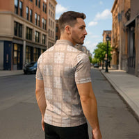 Beige Palaka Quilt Hawaii Zipper Polo Shirt Traditional Hawaii-plaid Pattern LT14 - Polynesian Pride