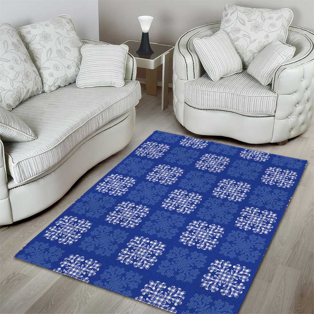 Royal Blue Palaka Quilt Hawaii Area Rug Traditional Hawaii-plaid Pattern LT14 - Polynesian Pride