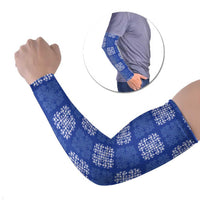 Royal Blue Palaka Quilt Hawaii Arm Sleeves Traditional Hawaii-plaid Pattern LT14 Set of 2 Royal Blue - Polynesian Pride