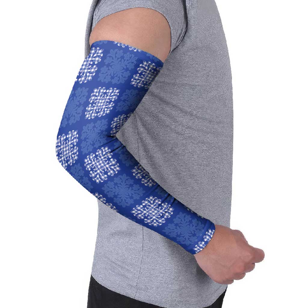 Royal Blue Palaka Quilt Hawaii Arm Sleeves Traditional Hawaii-plaid Pattern LT14 - Polynesian Pride