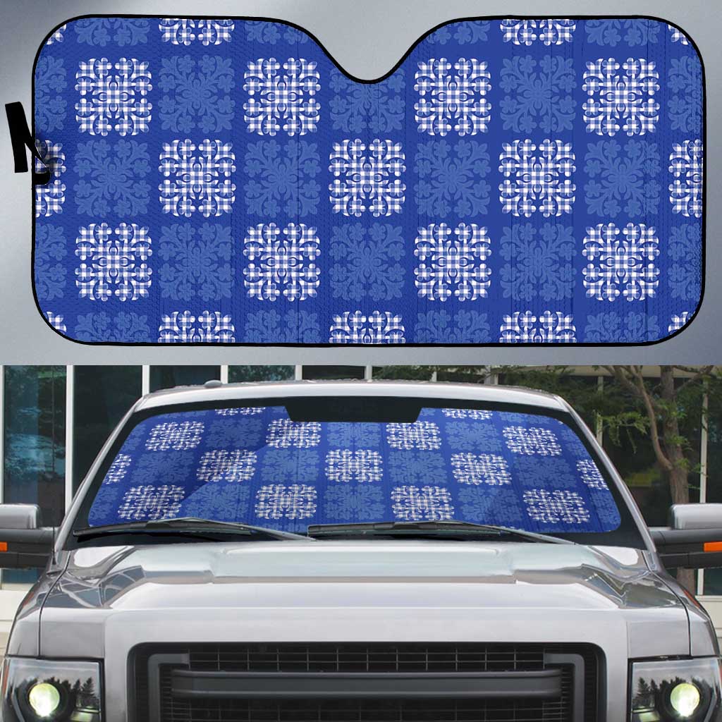 Royal Blue Palaka Quilt Hawaii Auto Sun Shade Traditional Hawaii-plaid Pattern LT14 Royal Blue - Polynesian Pride