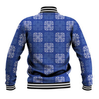 Royal Blue Palaka Quilt Hawaii Baseball Jacket Traditional Hawaii-plaid Pattern LT14 - Polynesian Pride