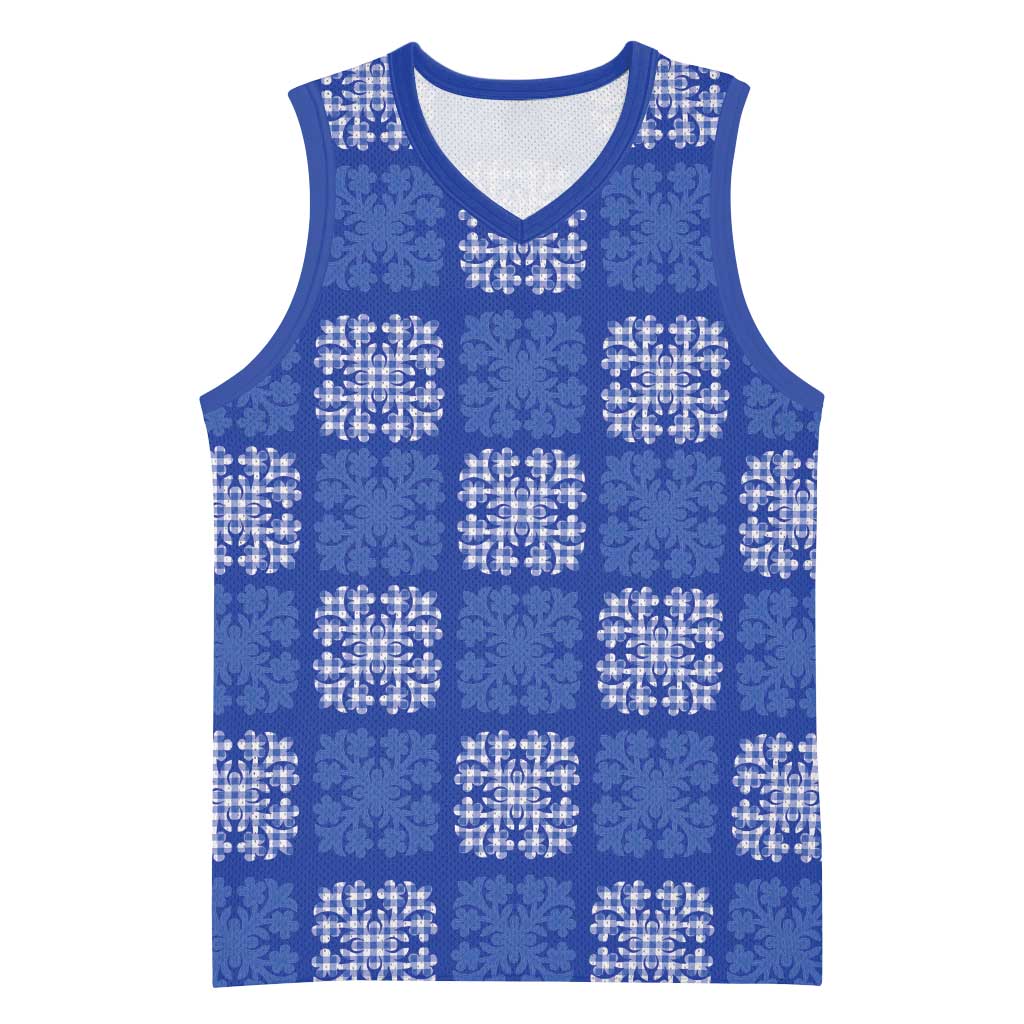 Royal Blue Palaka Quilt Hawaii Basketball Jersey Traditional Hawaii-plaid Pattern LT14 Unisex Royal Blue - Polynesian Pride