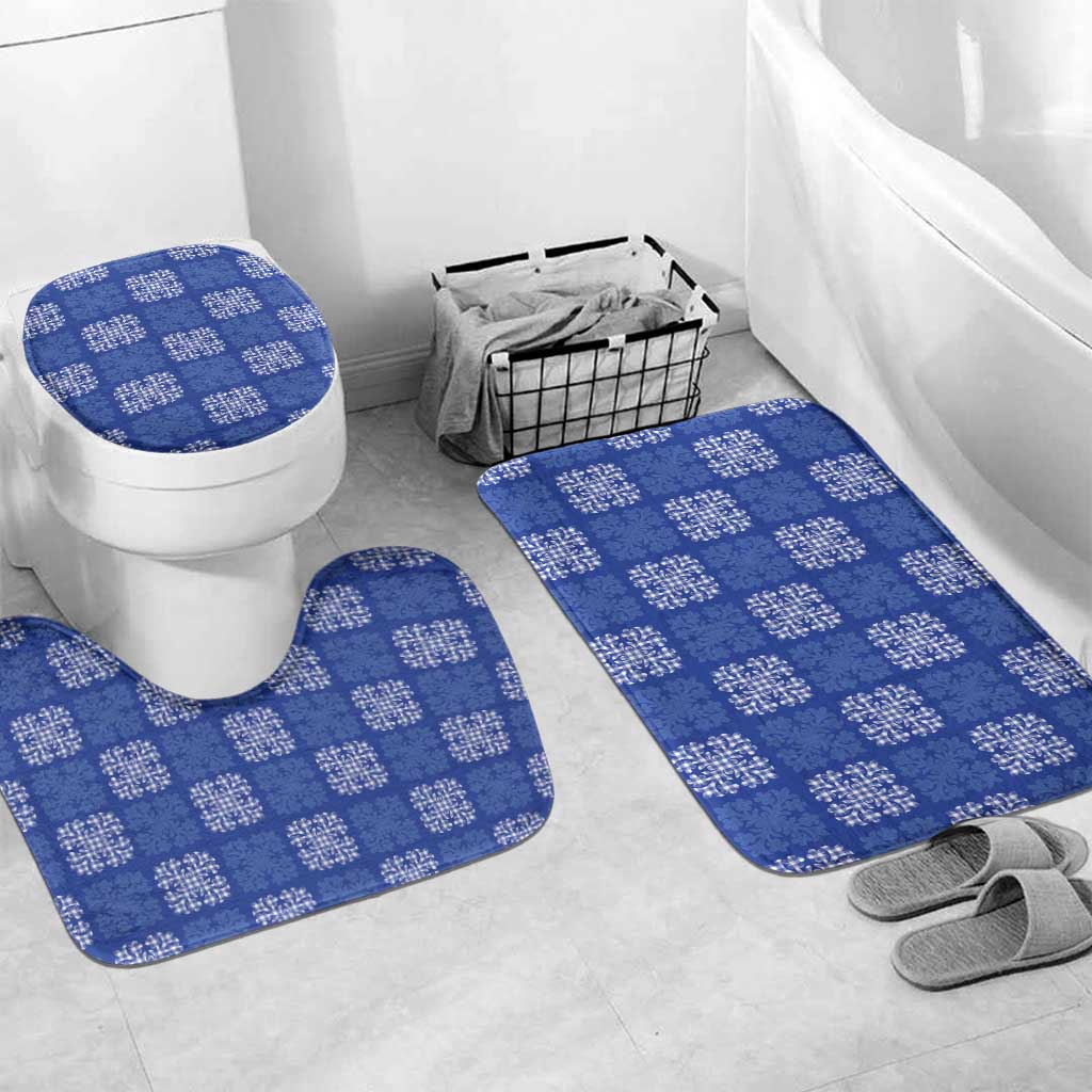 Royal Blue Palaka Quilt Hawaii Bathroom Set Traditional Hawaii-plaid Pattern LT14 Mat Set Only (3 pcs) One Size Royal Blue - Polynesian Pride