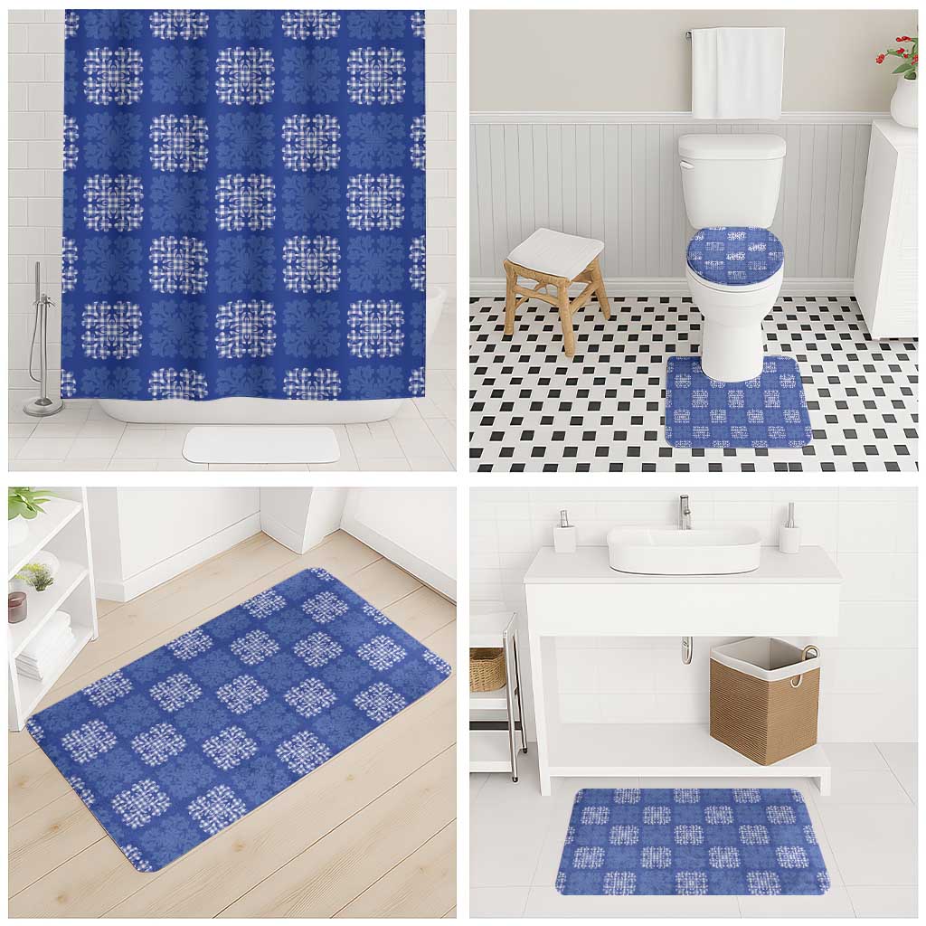 Royal Blue Palaka Quilt Hawaii Bathroom Set Traditional Hawaii-plaid Pattern LT14 - Polynesian Pride