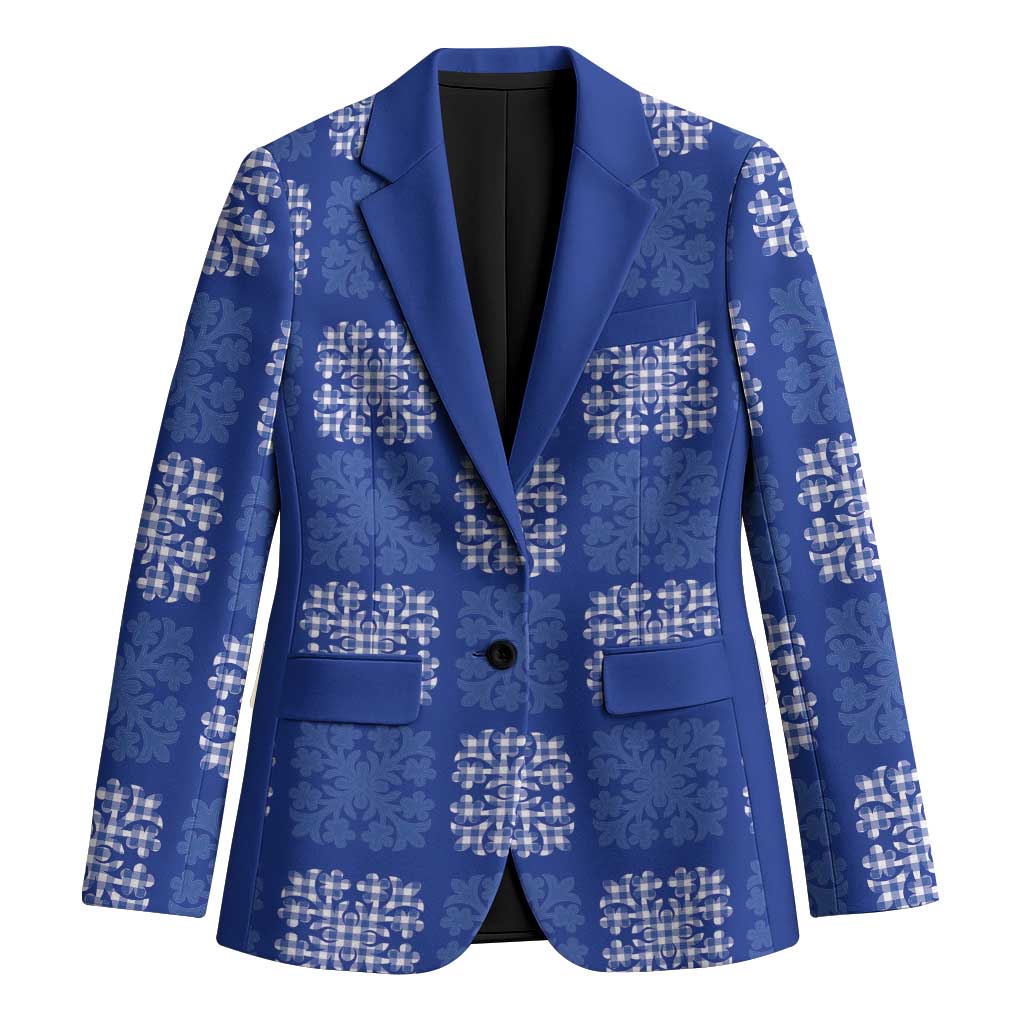 Royal Blue Palaka Quilt Hawaii Blazer Traditional Hawaii-plaid Pattern LT14 Unisex Royal Blue - Polynesian Pride