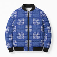 Royal Blue Palaka Quilt Hawaii Bomber Puffer Jacket Traditional Hawaii-plaid Pattern LT14 Unisex Royal Blue - Polynesian Pride