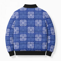 Royal Blue Palaka Quilt Hawaii Bomber Puffer Jacket Traditional Hawaii-plaid Pattern LT14 - Polynesian Pride