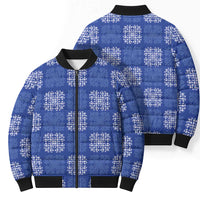 Royal Blue Palaka Quilt Hawaii Bomber Puffer Jacket Traditional Hawaii-plaid Pattern LT14 - Polynesian Pride