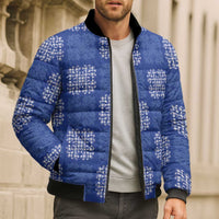 Royal Blue Palaka Quilt Hawaii Bomber Puffer Jacket Traditional Hawaii-plaid Pattern LT14 - Polynesian Pride