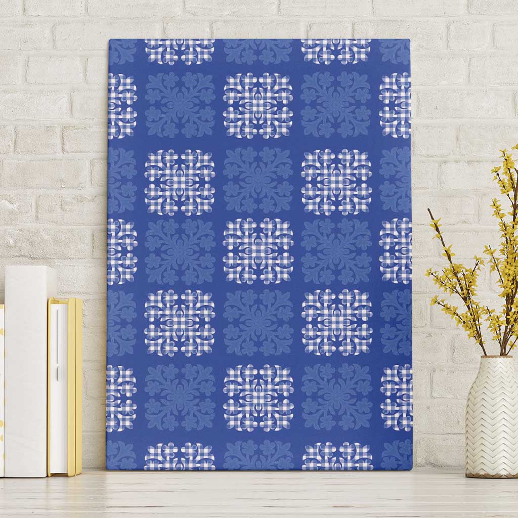 Royal Blue Palaka Quilt Hawaii Canvas Wall Art Traditional Hawaii-plaid Pattern LT14 Without Frame Royal Blue - Polynesian Pride