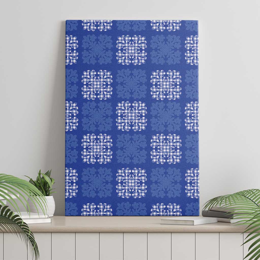 Royal Blue Palaka Quilt Hawaii Canvas Wall Art Traditional Hawaii-plaid Pattern LT14 - Polynesian Pride