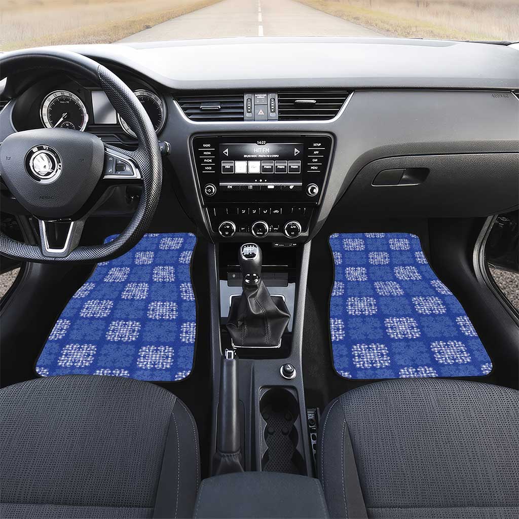 Royal Blue Palaka Quilt Hawaii Car Mats Traditional Hawaii-plaid Pattern LT14 Set 2pcs - Front Royal Blue - Polynesian Pride