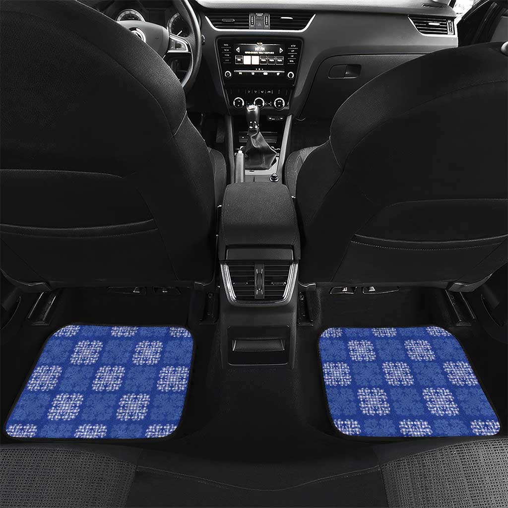Royal Blue Palaka Quilt Hawaii Car Mats Traditional Hawaii-plaid Pattern LT14 Set 2pcs - Back Royal Blue - Polynesian Pride