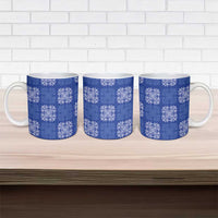 Royal Blue Palaka Quilt Hawaii Ceramic Mug Traditional Hawaii-plaid Pattern LT14 - Polynesian Pride