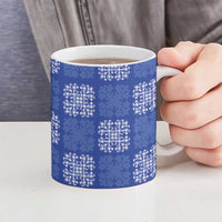 Royal Blue Palaka Quilt Hawaii Ceramic Mug Traditional Hawaii-plaid Pattern LT14 - Polynesian Pride