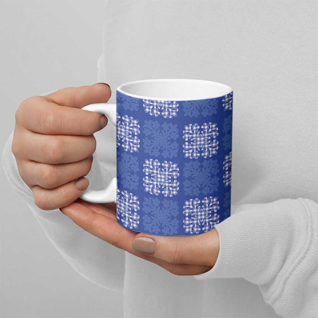 Royal Blue Palaka Quilt Hawaii Ceramic Mug Traditional Hawaii-plaid Pattern LT14 - Polynesian Pride