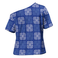 Royal Blue Palaka Quilt Hawaii Cross Shoulder Shirt Traditional Hawaii-plaid Pattern LT14 - Polynesian Pride