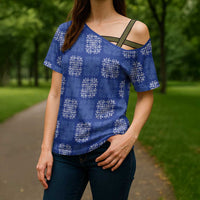 Royal Blue Palaka Quilt Hawaii Cross Shoulder Shirt Traditional Hawaii-plaid Pattern LT14 - Polynesian Pride