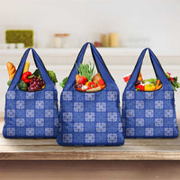 Royal Blue Palaka Quilt Hawaii Grocery Bag Traditional Hawaii-plaid Pattern LT14 3-pack One Size Royal Blue - Polynesian Pride