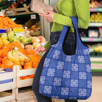 Royal Blue Palaka Quilt Hawaii Grocery Bag Traditional Hawaii-plaid Pattern LT14 - Polynesian Pride
