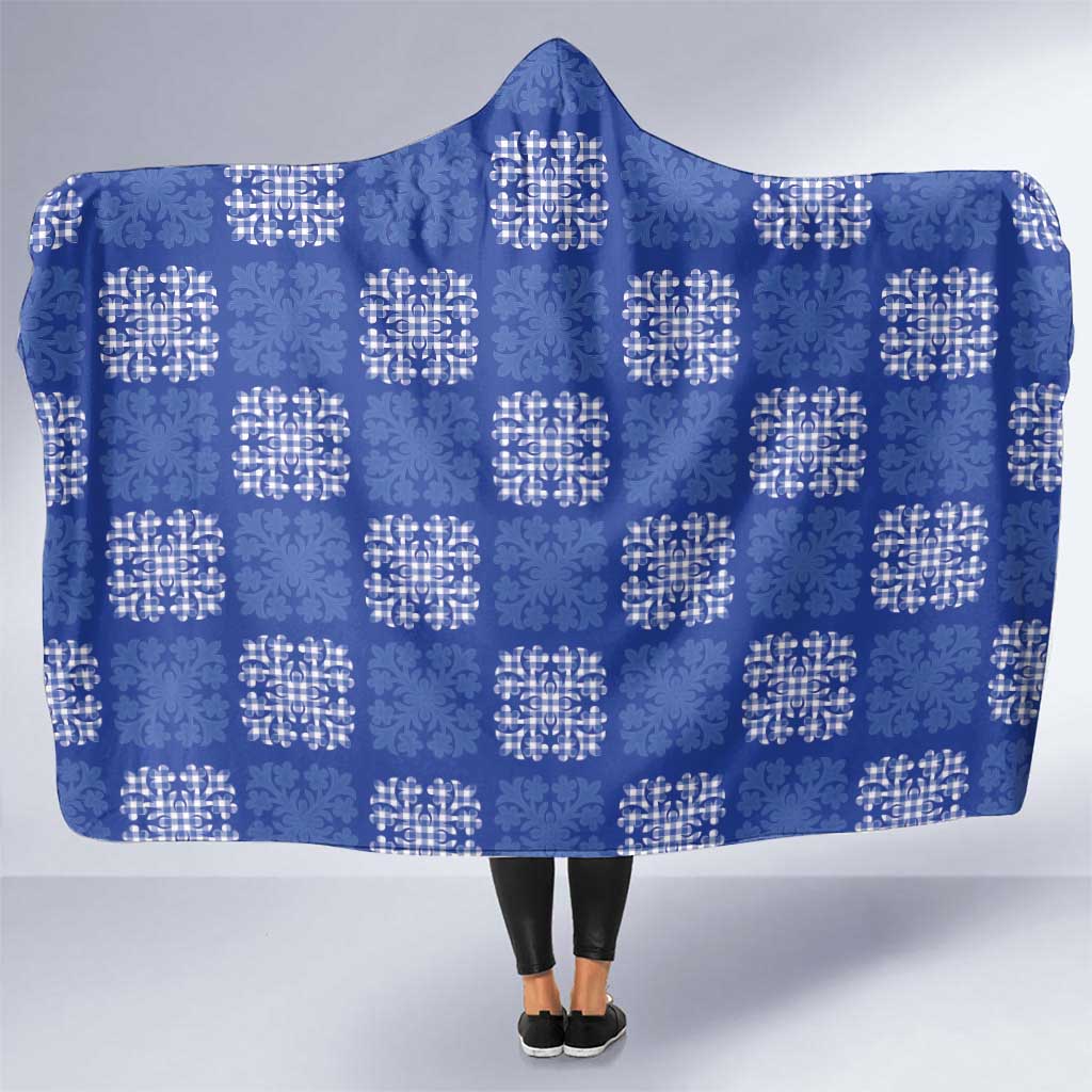 Royal Blue Palaka Quilt Hawaii Hooded Blanket Traditional Hawaii-plaid Pattern LT14 One Size Royal Blue - Polynesian Pride