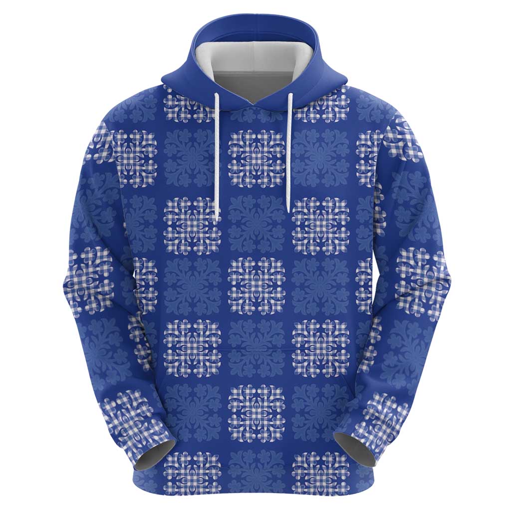 Royal Blue Palaka Quilt Hawaii Hoodie Traditional Hawaii-plaid Pattern LT14 - Polynesian Pride