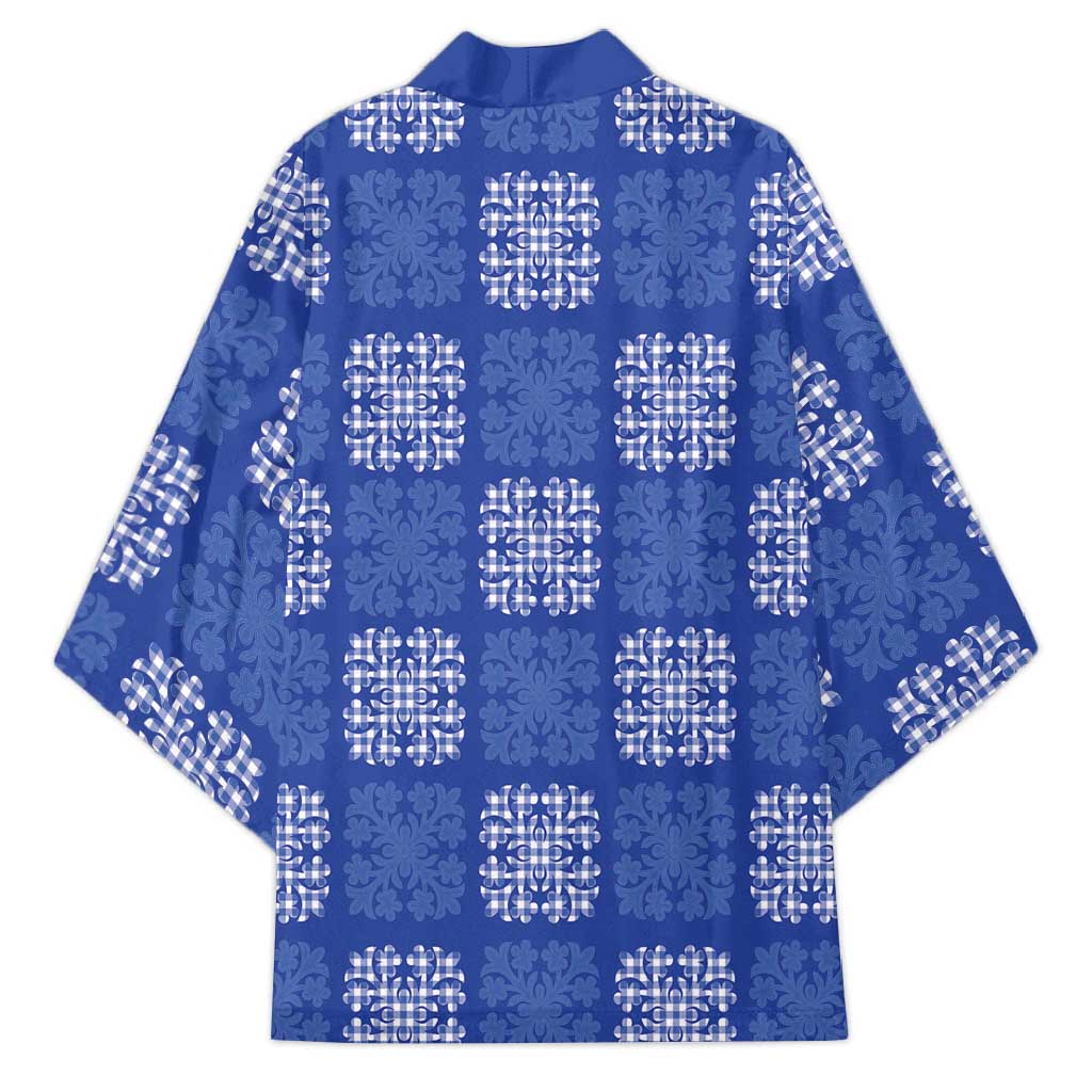 Royal Blue Palaka Quilt Hawaii Kimono Traditional Hawaii-plaid Pattern LT14 - Polynesian Pride