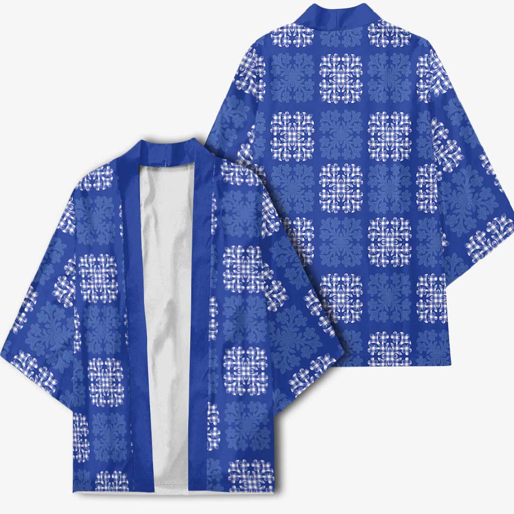 Royal Blue Palaka Quilt Hawaii Kimono Traditional Hawaii-plaid Pattern LT14 - Polynesian Pride