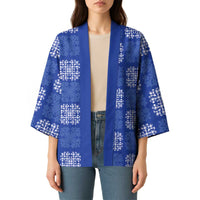 Royal Blue Palaka Quilt Hawaii Kimono Traditional Hawaii-plaid Pattern LT14 - Polynesian Pride