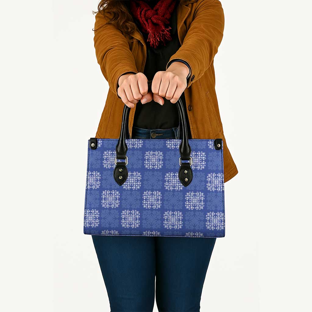 Royal Blue Palaka Quilt Hawaii Leather Bag Traditional Hawaii-plaid Pattern LT14 Royal Blue - Polynesian Pride