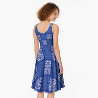 Royal Blue Palaka Quilt Hawaii Midi Dress Traditional Hawaii-plaid Pattern LT14 - Polynesian Pride
