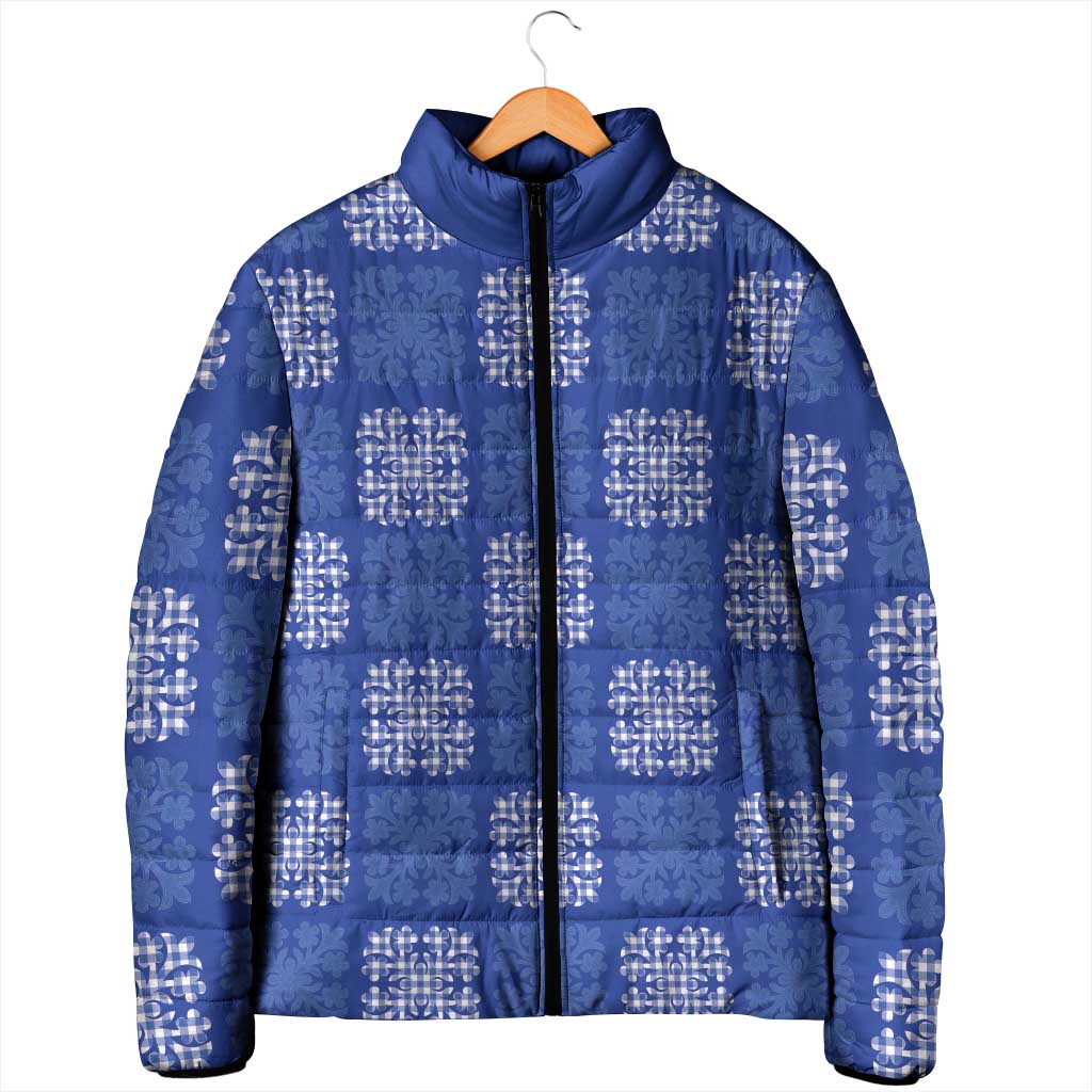 Royal Blue Palaka Quilt Hawaii Padded Jacket Traditional Hawaii-plaid Pattern LT14 - Polynesian Pride