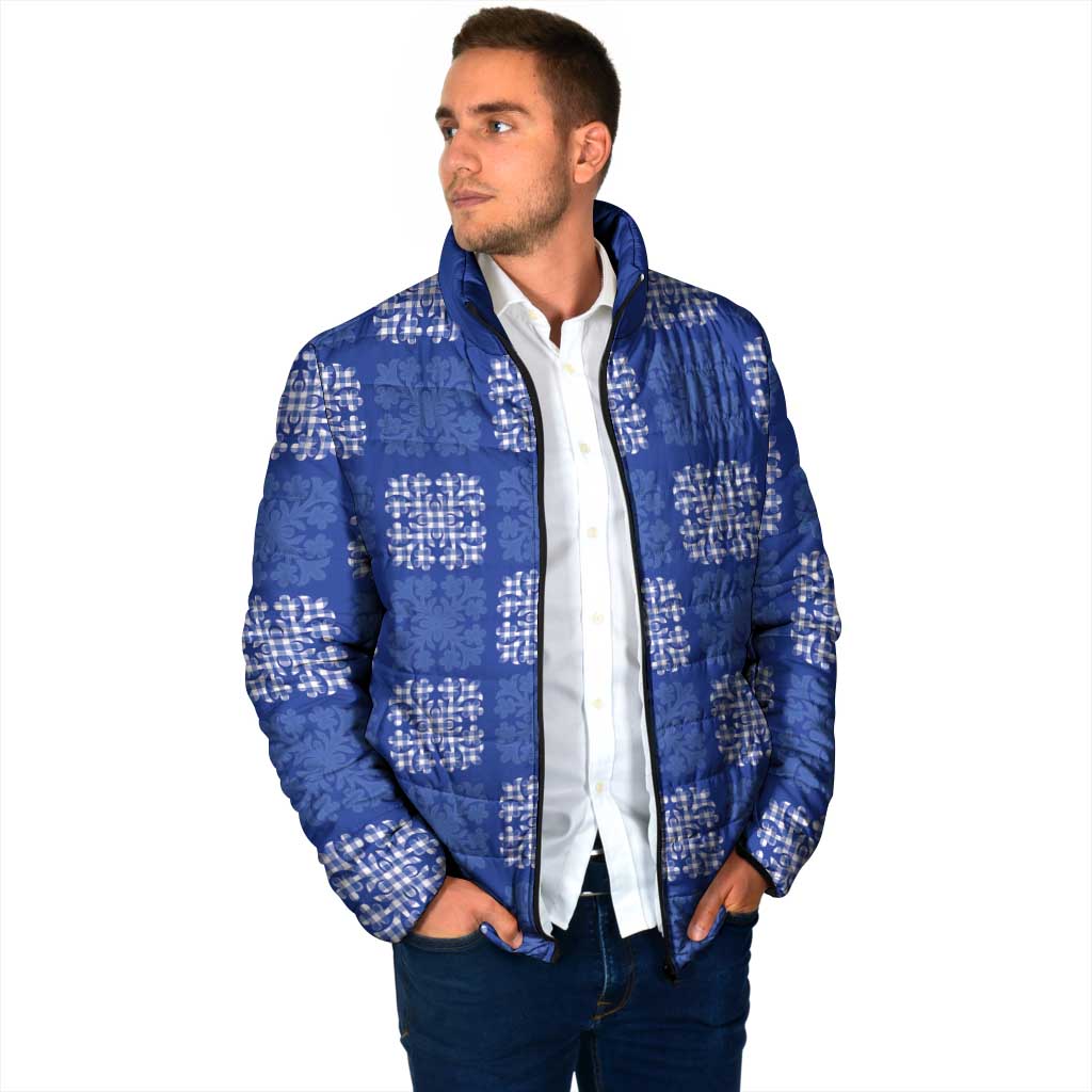 Royal Blue Palaka Quilt Hawaii Padded Jacket Traditional Hawaii-plaid Pattern LT14 - Polynesian Pride