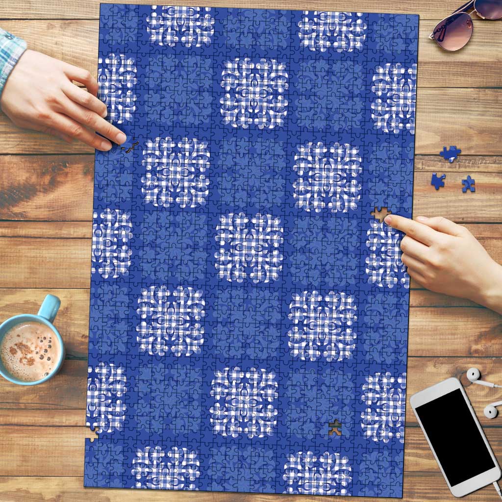 Royal Blue Palaka Quilt Hawaii Puzzle Traditional Hawaii-plaid Pattern LT14 Royal Blue - Polynesian Pride