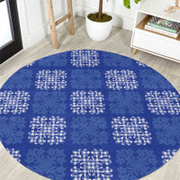 Royal Blue Palaka Quilt Hawaii Round Carpet Traditional Hawaii-plaid Pattern LT14 Royal Blue - Polynesian Pride