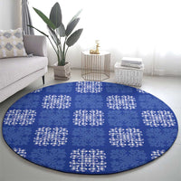 Royal Blue Palaka Quilt Hawaii Round Carpet Traditional Hawaii-plaid Pattern LT14 - Polynesian Pride