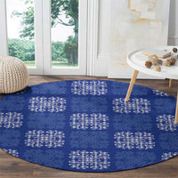 Royal Blue Palaka Quilt Hawaii Round Carpet Traditional Hawaii-plaid Pattern LT14 - Polynesian Pride