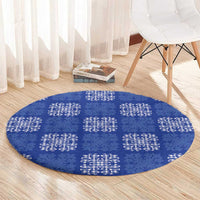 Royal Blue Palaka Quilt Hawaii Round Carpet Traditional Hawaii-plaid Pattern LT14 - Polynesian Pride