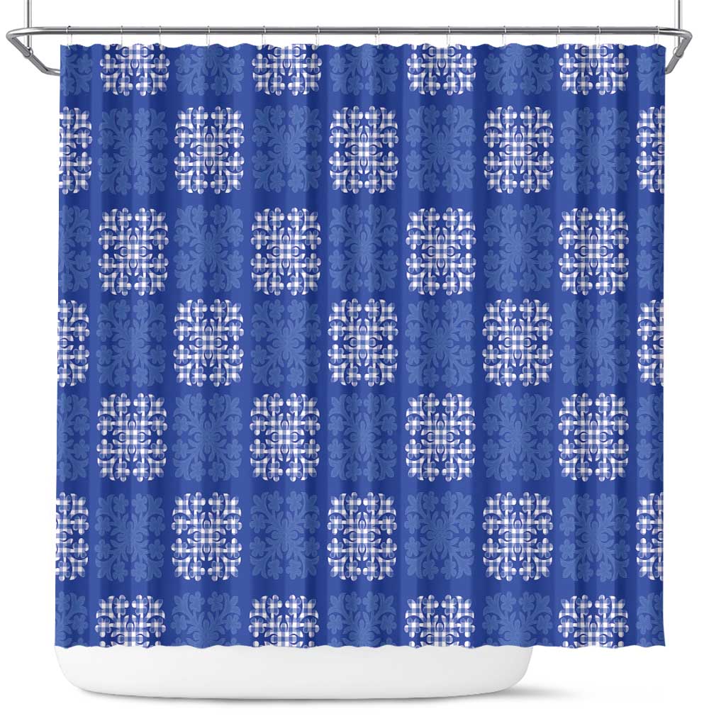 Royal Blue Palaka Quilt Hawaii Shower Curtain Traditional Hawaii-plaid Pattern LT14 Royal Blue - Polynesian Pride