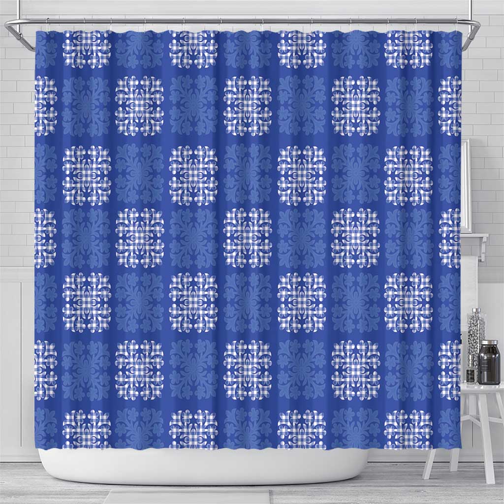 Royal Blue Palaka Quilt Hawaii Shower Curtain Traditional Hawaii-plaid Pattern LT14 - Polynesian Pride