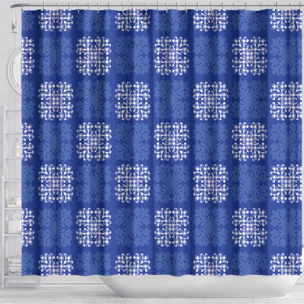 Royal Blue Palaka Quilt Hawaii Shower Curtain Traditional Hawaii-plaid Pattern LT14 - Polynesian Pride