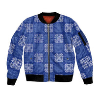 Royal Blue Palaka Quilt Hawaii Sleeve Zip Bomber Jacket Traditional Hawaii-plaid Pattern LT14 Unisex Royal Blue - Polynesian Pride