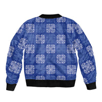 Royal Blue Palaka Quilt Hawaii Sleeve Zip Bomber Jacket Traditional Hawaii-plaid Pattern LT14 - Polynesian Pride