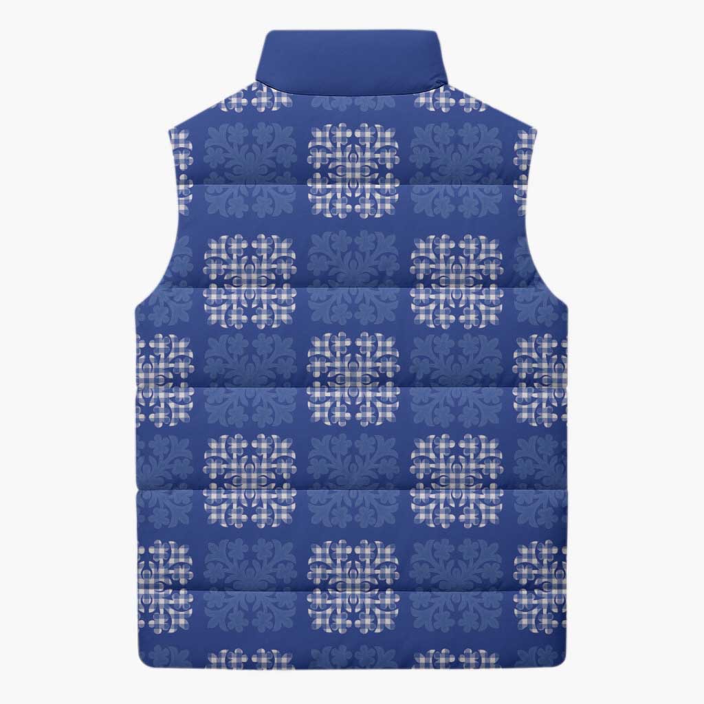 Royal Blue Palaka Quilt Hawaii Sleeveless Puffer Jacket Traditional Hawaii-plaid Pattern LT14 - Polynesian Pride