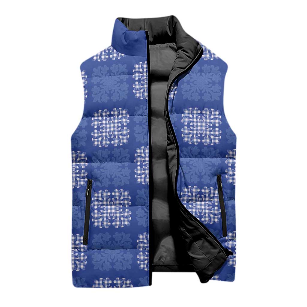 Royal Blue Palaka Quilt Hawaii Sleeveless Puffer Jacket Traditional Hawaii-plaid Pattern LT14 - Polynesian Pride