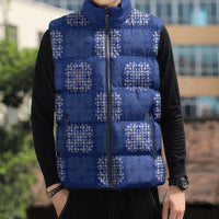 Royal Blue Palaka Quilt Hawaii Sleeveless Puffer Jacket Traditional Hawaii-plaid Pattern LT14 - Polynesian Pride