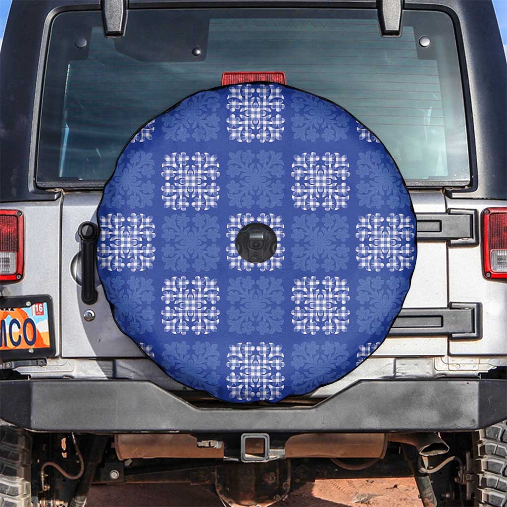 Royal Blue Palaka Quilt Hawaii Spare Tire Cover Traditional Hawaii-plaid Pattern LT14 Royal Blue - Polynesian Pride