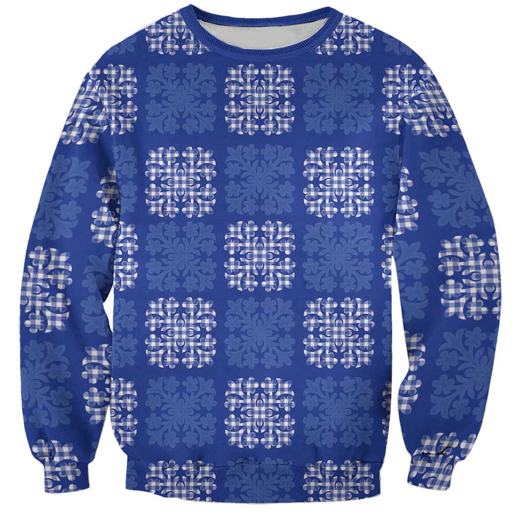 Royal Blue Palaka Quilt Hawaii Sweatshirt Traditional Hawaii-plaid Pattern LT14 Unisex Royal Blue - Polynesian Pride